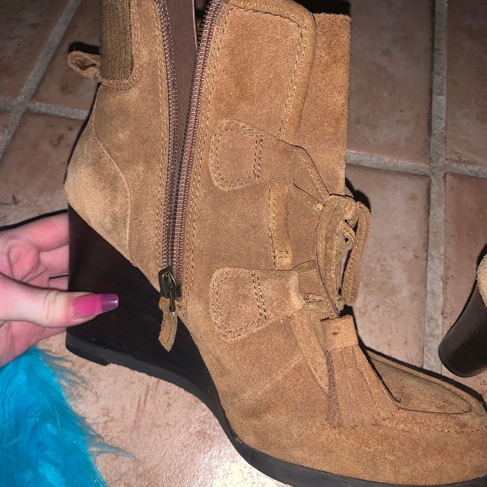 Tan suede booties